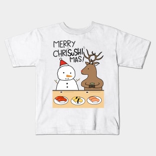 Merry Chrisushimas Snowman & Reindeer Kids T-Shirt